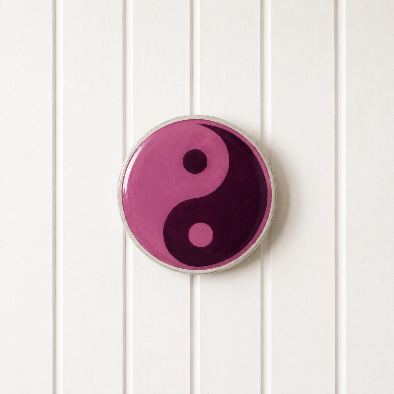 Purple handmade yin yang resin wall art tile
